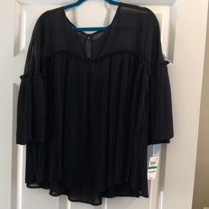 INC black blouse with pleats Size L